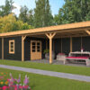 Tuinhuis met overkapping Oslo XL type 11 van A-kwaliteit douglas hout en zwarte wanden