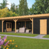 Tuinhuis met overkapping Oslo XL type 12 van A-kwaliteit douglas hout en zwarte wanden