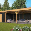 Tuinhuis met overkapping Oslo XL type 7 van A-kwaliteit douglas hout en zwarte wanden