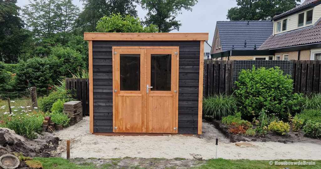 Berging - tuinhuis met lessenaar dak met dubbele deur