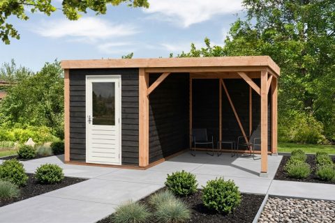 Berging lessenaar geimpregneerd vuren Zweeds rabat B150xD200 met overkapping tot 400 cm