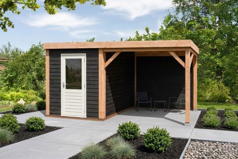 Berging lessenaar geimpregneerd vuren Zweeds rabat B150xD250 met overkapping tot 400 cm