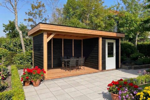 Berging platdak B200 x D250cm + overkapping tot 600 cm - Afbeelding 2